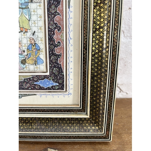 268 - A Persian Khatam Kari framed painting - approx. 42cm high x 28cm wide