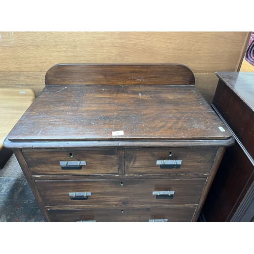 182 - A Victorian stained pine chest of two short over two long drawers