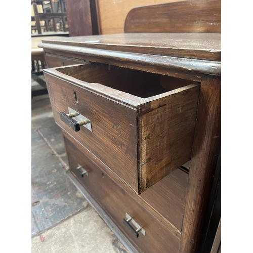 182 - A Victorian stained pine chest of two short over two long drawers