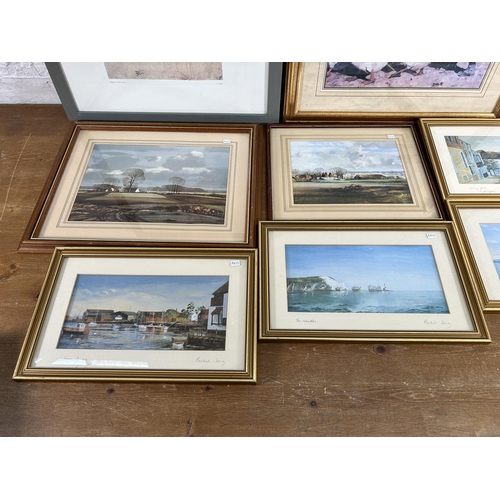 269B - Eight framed prints to include four Rachel Long pencil signed prints etc. together with a gilt frame... 