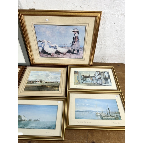 269B - Eight framed prints to include four Rachel Long pencil signed prints etc. together with a gilt frame... 