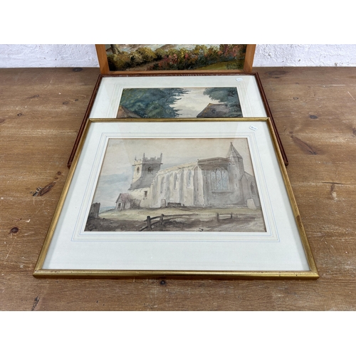 269C - Three framed original paintings, watercolour titled Sullington Farm by John E. Marshall circa 1965, ... 