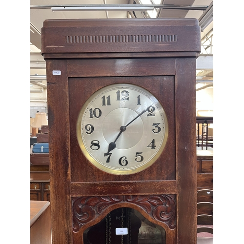 186 - A 1930s mahogany cased grandfather clock - approx. 197cm high x 54cm wide x 27cm deep