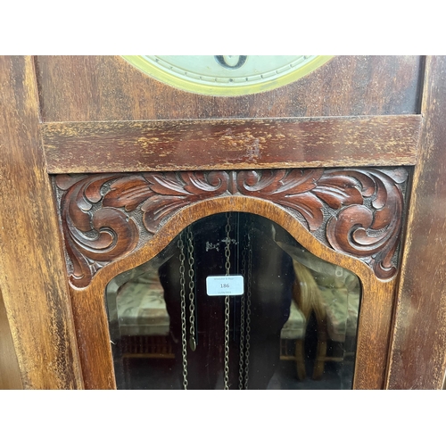 186 - A 1930s mahogany cased grandfather clock - approx. 197cm high x 54cm wide x 27cm deep