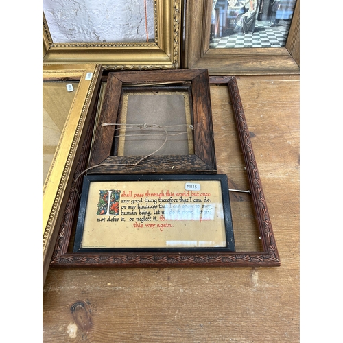 269F - A collection of picture frames together with a P. de Hooch Dutch Interior with Soldiers print and ea... 