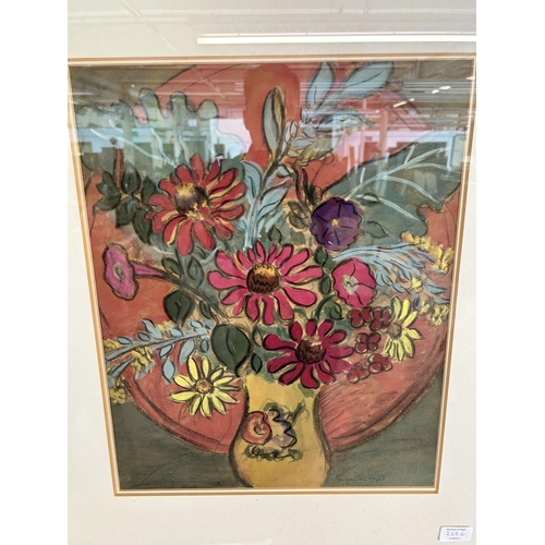 269G - A framed floral still life watercolour, signed lower right - approx. 73cm high x 64cm wide