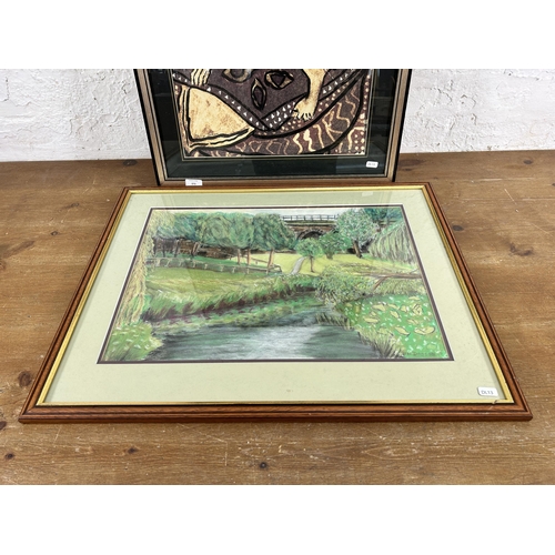 273 - Two framed Philip Dobson pictures, one pastel of river Dane and one mixed media of a sitting nude fe... 