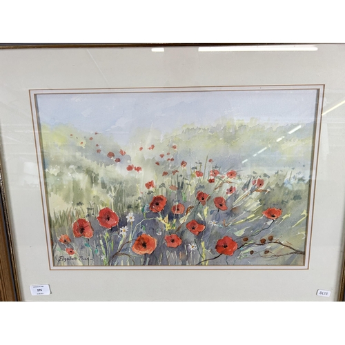 276 - A framed Elizabeth Parr watercolour titled Poppies - approx. 51cm high x 66cm wide