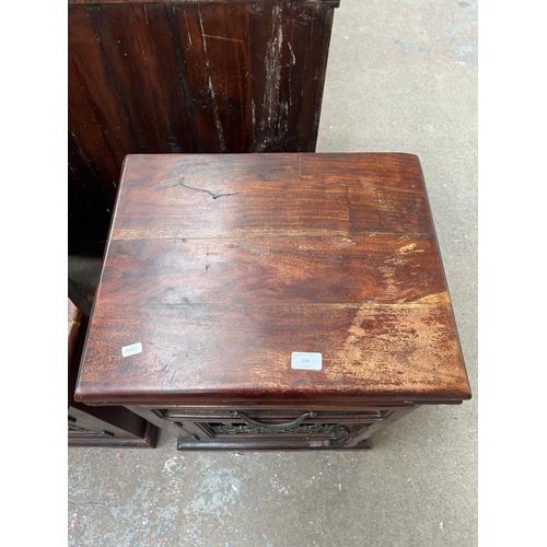 198 - Two pieces of Indian sheesham wood furniture, one TV stand and one bedside cabinet