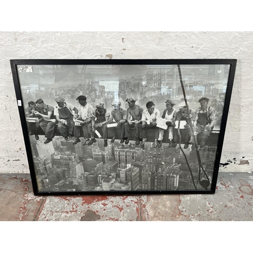 211 - A framed Lunch atop a Skyscraper print - approx. 100cm high x 140cm wide