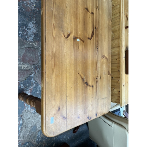 212 - A Victorian style pine farmhouse dining table - approx. 77cm high x 74cm wide x 152cm long