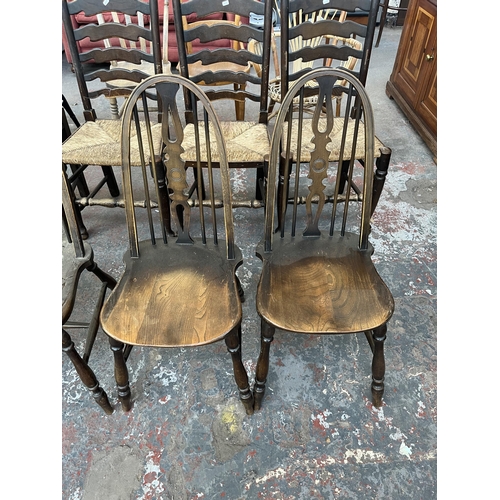 227 - Four elm dining chairs