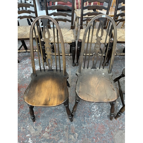 227 - Four elm dining chairs