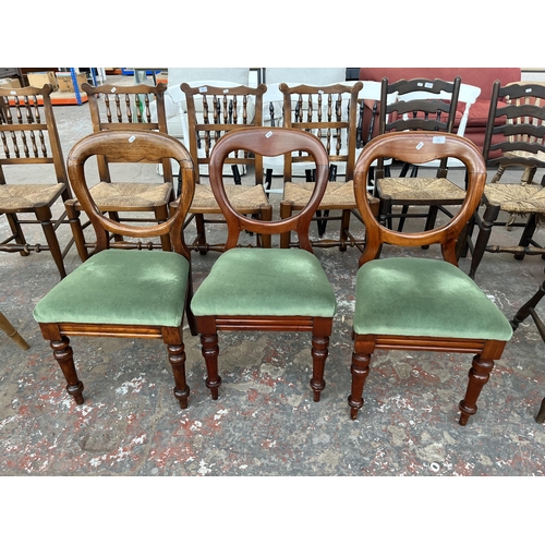 228 - Three Victorian mahogany balloon back dining chairs