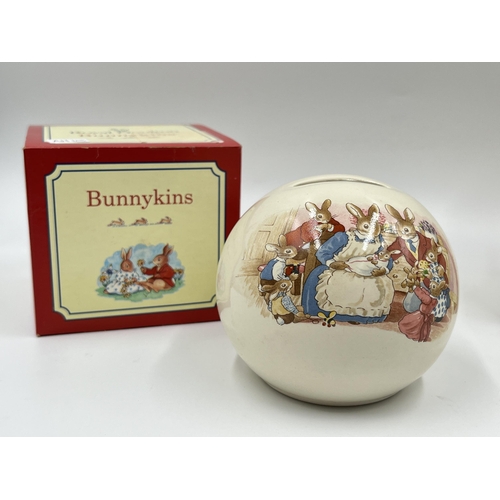 283 - Six pieces of Royal Doulton Bunnykins bone china