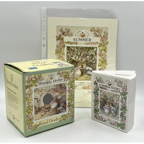 284 - Four boxed Royal Doulton Brambly Hedge Savings Book money boxes and signed limited edition prints to... 