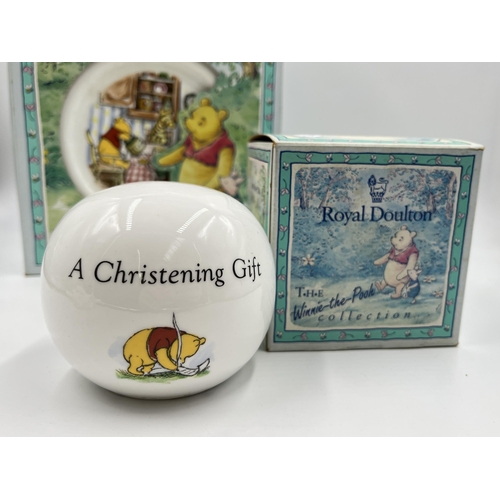 286 - Four items of Royal Doulton The Winnie-the-Pooh Collection china to include three piece children's s... 