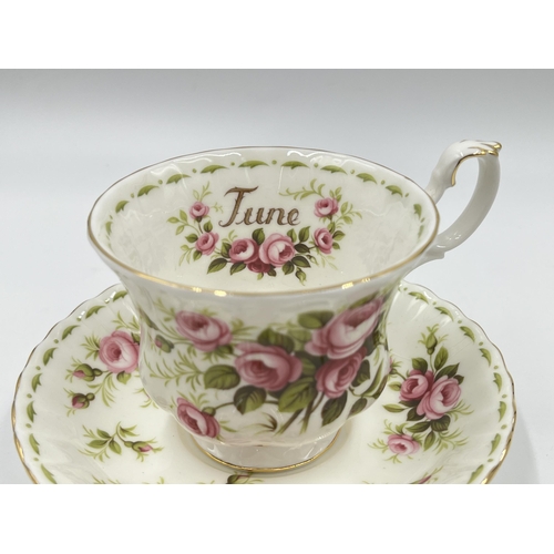 306 - A Royal Albert Flower of the Month Series Roses (June) bone china trio