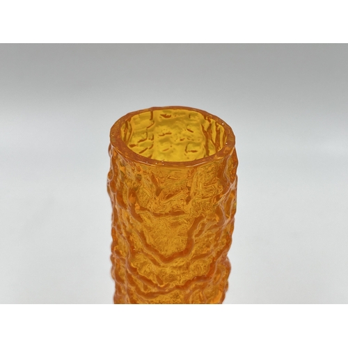 307 - A 1960s Whitefriars small tangerine glass bark vase - approx. 14cm high