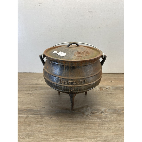 368 - A mid 20th century Best Duty no.3 cast iron cooking pot - approx. 33cm high