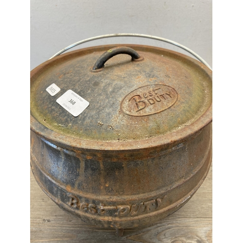 368 - A mid 20th century Best Duty no.3 cast iron cooking pot - approx. 33cm high