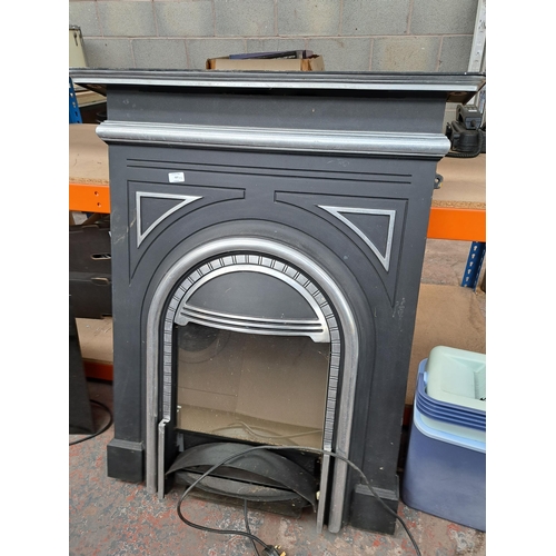 707 - Three items, one Dimplex BLN12 Victorian style cast aluminium fire place with electric fire, one War... 