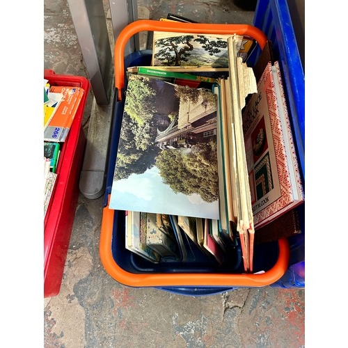 950 - Four boxes and two vintage travel cases containing vintage board games, four vintage Enid Blyton boo... 