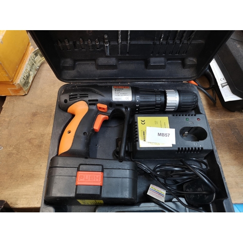 811 - Three items, one cased Challenge cordless hammer drill with battery and charger, one Black & Decker ... 