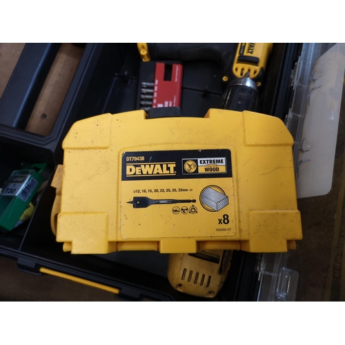 816 - Two cased DeWalt DCZ211S2R 10.8v lithium ion cordless drills together with cased DeWalt DT7943B wood... 