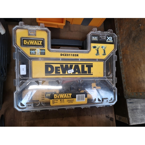 816 - Two cased DeWalt DCZ211S2R 10.8v lithium ion cordless drills together with cased DeWalt DT7943B wood... 