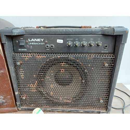 587 - Two items, one Laney Linebacker 30w bass amplifier and one 1930s Marconi Co. Marconiphone 284 three-... 