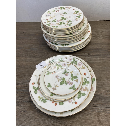 332 - A collection of Wedgwood Wild Strawberry tableware to include side plates, napkin ring etc.