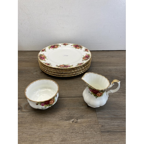 333 - A collection of Royal Albert Old Country Roses bone china to include four tea cups, sugar bowl, milk... 