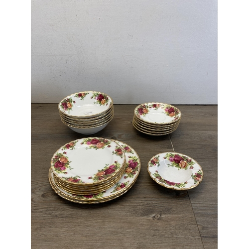 333 - A collection of Royal Albert Old Country Roses bone china to include four tea cups, sugar bowl, milk... 