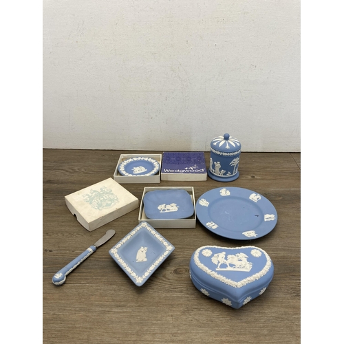 335 - A collection of Wedgwood Jasperware together with Adams Jasperware sugar bowl and two Aynsley Wild T... 