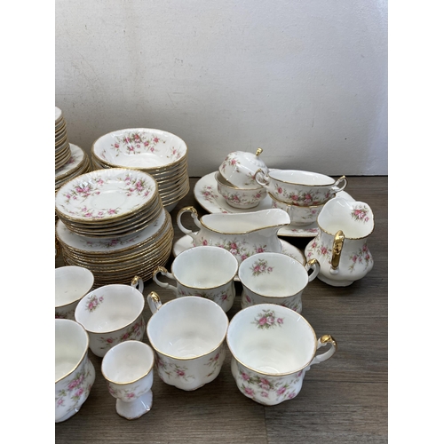 349 - A collection of Paragon Victoriana Rose china to include coffee pot, teacups, saucers, side plates e... 