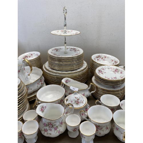 349 - A collection of Paragon Victoriana Rose china to include coffee pot, teacups, saucers, side plates e... 