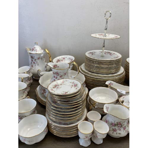 349 - A collection of Paragon Victoriana Rose china to include coffee pot, teacups, saucers, side plates e... 