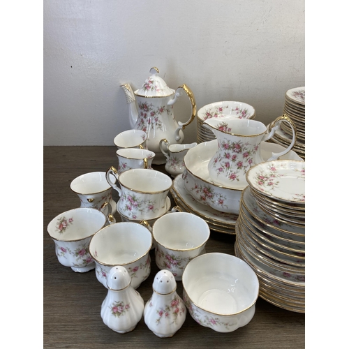 349 - A collection of Paragon Victoriana Rose china to include coffee pot, teacups, saucers, side plates e... 