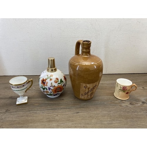 353 - A collection of ceramics and glassware to include Tharaud Limoges Berger lamp, Royal Worcester Blush... 