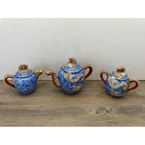 354 - A Chinese lithophane porcelain dragon pattern tea set