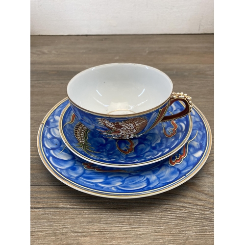 354 - A Chinese lithophane porcelain dragon pattern tea set