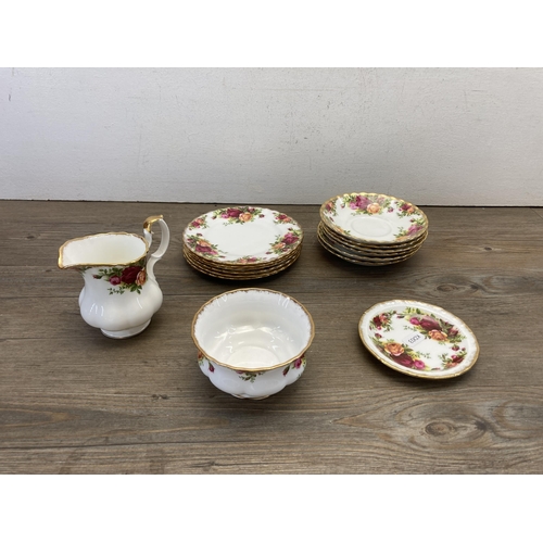 355 - A collection of Royal Albert Old Country Roses bone china to include pair of candlesticks, two tier ... 