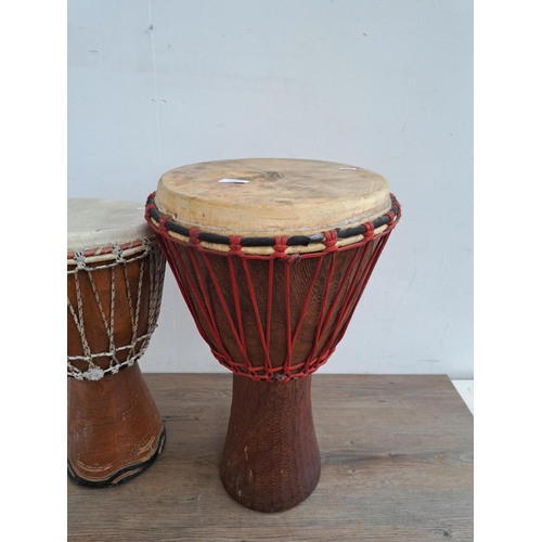 639 - Two Djembe hand drums