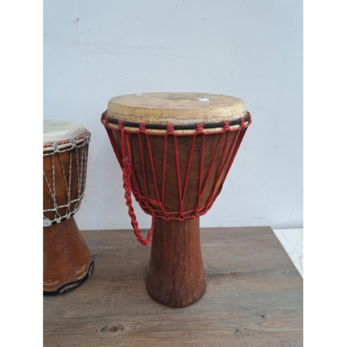 639 - Two Djembe hand drums