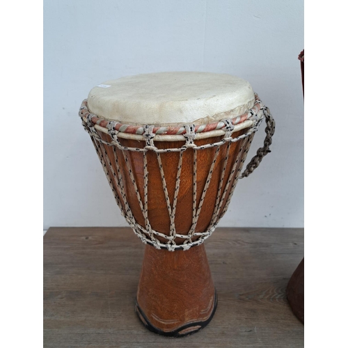 639 - Two Djembe hand drums