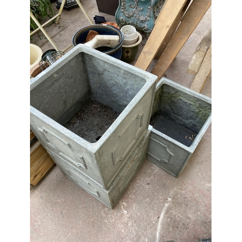 886 - A large collection of garden planters to include pair of Rowlinson Garden Products wooden, glazed te... 