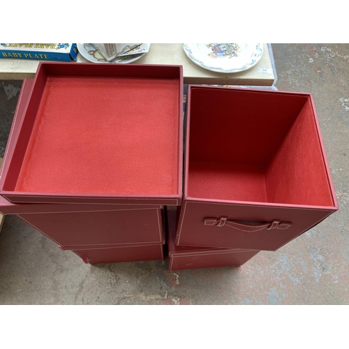 953 - Four leatherette lidded storage boxes