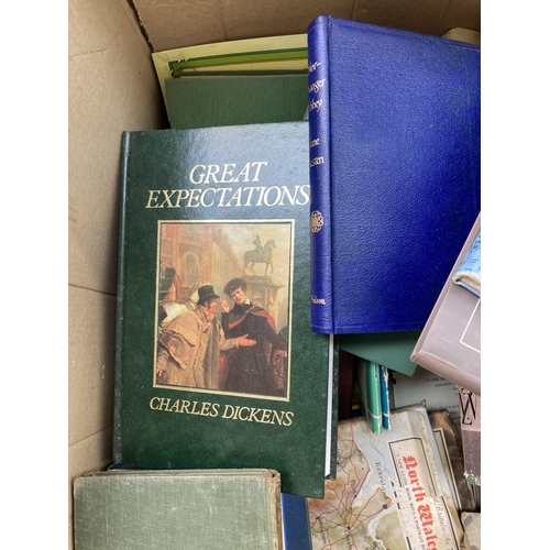 954 - Two boxes containing 19th century and later books to include Charles Dickens Little Nell dated 1890,... 