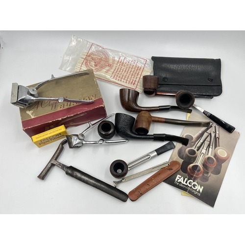 2268 - A collection of smoking pipes to include Polo Piper Briars, Alco Universal, Falcon etc. together wit... 